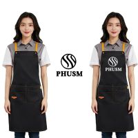 Custom Logo Apron Waterproof Cross Back With Pockets Mandil Men Women`s Kitchen Apron For Nail salons Barber Restaurant waiter Aprons