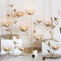 {6shop Department Store} Wrought Iron Golden Bird Home Decor เชิงเทียนอุปกรณ์ตกแต่งงานแต่งงานเชิงเทียนสำหรับ Candelabro Centerpiece