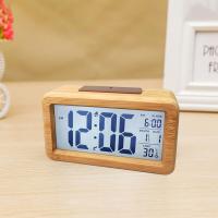 Alarm clock Desktop alarm clock with thermometer, calendar and snooze function Solid wood waterproof alarm clock