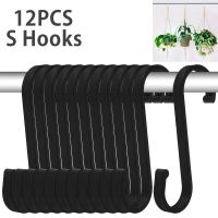 12Pcs S Hooks Metal S Shape Hooks Heavy Duty 304 Stainless Steel Flat Hooks S Shape Hangers For Hanging Plants Pots Pans Closet Door Hardware Locks