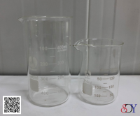 *สินค้ามีรอยเปื้อน/สินค้าค้างสต็อค* บีกเกอร์แก้ว (Glass beaker) ทรงเตี้ย 250ml และทรงสูง 500ml ยี่ห้อ Bomex