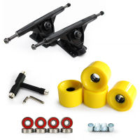 new 1Pair 7" Longboard Truck Wheels Set 4pcs PU wheels 8pcs Bearing T skateboard tool Skateboard Truck Wheel Combo For Longboard