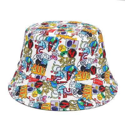 [hot]2023 Fashion Hip Hop Bucket Hat Summer Men Cartoon Letter Print Fisherman Caps Hats Women Beach Cap Unisex Panama Hat Female