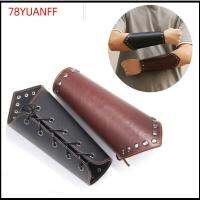 78YUANFF เครื่องหนังแท้ ยิงธนูแขนยาม พังก์สไตล์ สีดำสีน้ำตาล Viking Bracer ของใหม่ ถุงมือกันร้อน สายรัดนิรภัย ชายหญิง