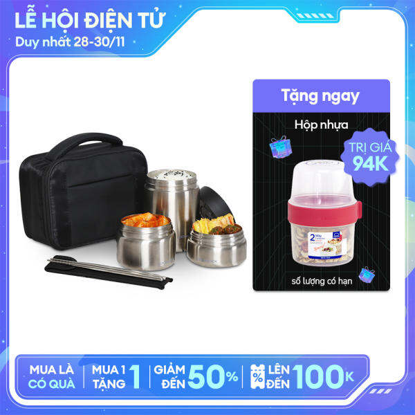 Bộ hộp cơm giữ nhiệt Lock&Lock bằng thép không gỉ LHC8031SLV thiết kể nhỏ gọn đẹp mắt giữ nhiệt lâu