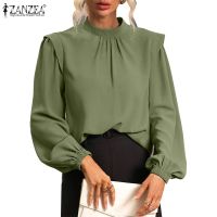 COD dhdfxcz ZANZEA Women Fashion Stand Collar Puff Long Sleeved Elegant OL Blouse Baggy Tops