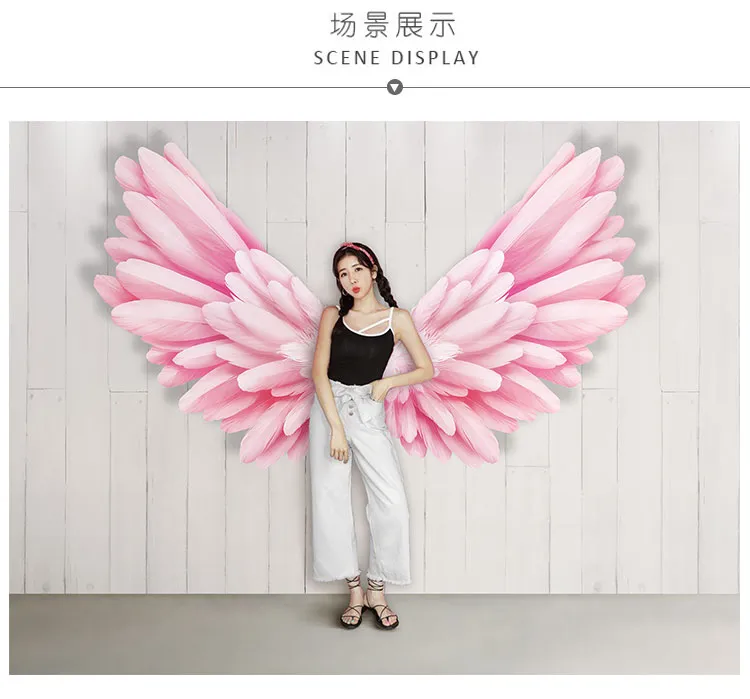 ♗ﺴ∏ Ins web celebrity pink angel wings wood wallpaper milk tea shop photo  studio image wall paper background wall | Lazada PH