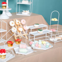 White Iron Dessert Table Decoration Display Stand Cake Tray European Afternoon Tea Dim Sum Rack Cold Meal Tea Break Table