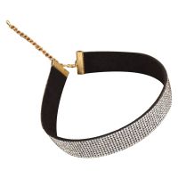 Women Suede leather Full Diamond Crystal Rhinestone Choker Collar Boho Necklace Jewelry