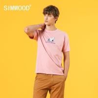 SIMWOOD 2022 Summer new t-shirt men funny print tops plus size 100 cotton thin breathable tees high quality tshirt SJ170712