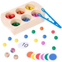 Wooden Rainbow Clip Beads Color Classification Box Math Counting Toy Montessori Games Preschool Educational Fine Motor Training Clips Pins Tacks