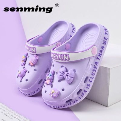 【Hot Sale】 2023 childrens hole shoes girls slippers outer non-slip soft bottom middle and big children baby sandals beach