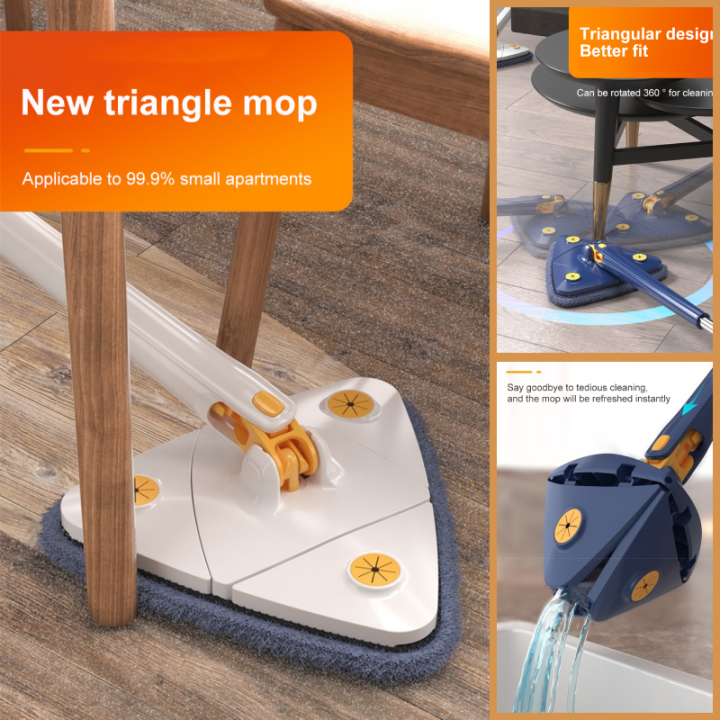 Everwarm 【NEW】Telescopic Triangle Cleaning Mop 360 Rotatable Adjustable
