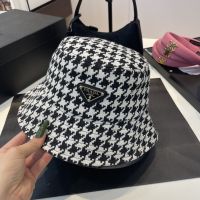 TOP-Quality Create Prada กุ้ง Houndstooth Topi Bucket หมวกบังแดดหมวกชาวประมงสำหรับแฟชั่นสำหรับผู้หญิงกลางแจ้งสไตล์เกาหลีครีมกันแดดหมวกหมวกสตรี ???