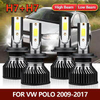 4x LED H7ไฟหน้ารถหลอดไฟสูงต่ำ Combo ชุดโคมไฟรถ Bright Light สำหรับ VW POLO 2009 2010 2011 2012 2013 2014 2015 2016 2017