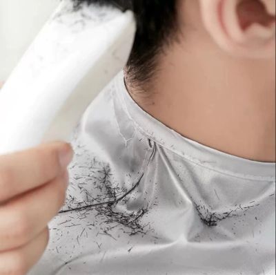 ：“{——  Medium Size Haircut Cloak Cloth Hair Dye Breathable Household Haircut Cloak Foldable Haircut Tool