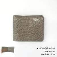 Prang Crocodile Leather  Short Bi-fold US Wallet กระเป๋าสตางค์ผู้ชาย US สองพับแบบสั้น หนังจระเข้ C-W22L(S)ต่อลิ้น-R