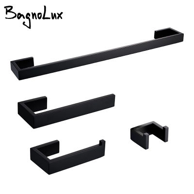 Toilet Paper Holder Black Wall-mounted Stainless Steel Clothes hook Towel Bar Kitchen Facilities Hardware Bathroom Accessories