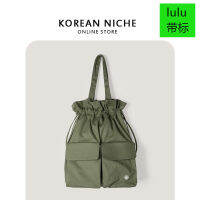 Lulu Korean Workwear Large Pocket with Drawstring and Pleated Opening Design, Niche Canvas Backpack