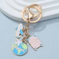 Enamel Keychain Suitcase Airplane Souvenir Making Jewelry Accessories