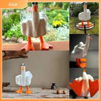 LIXIA เครื่องประดับสำหรับตกแต่ง ตุ๊กตาเป็ดเรซิ่น Duck you งานฝีมืองานประดิษฐ์ ตุ๊กตาเป็ดน้อย ของขวัญขึ้นบ้านใหม่ งานหล่อประติมากรรม รูปปั้นเป็ดนิ้วกลาง การตกแต่งลานศิลปะ