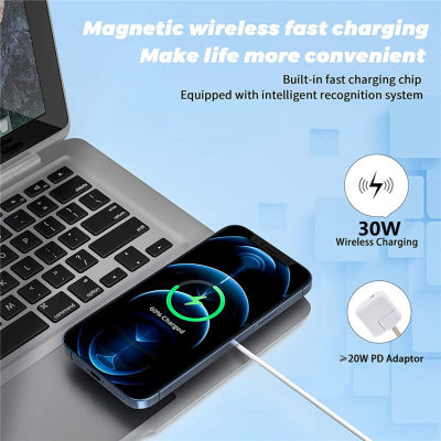 30W Magnetic Wireless Charger สำหรับ 13 12 Pro Max Mini Fast Magnet Charging Pad พร้อมที่วางศัพท์สำหรับ Samsung Xiaomi ฯลฯ
