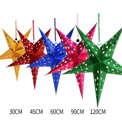 Christmas decorative articles Laser Star paper solid Pentagram pendant home party room festival decorative ceiling hanging decor Fishing Reels