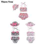 Thorn Tree Bộ 3 Áo Tắm Bé Gái Thắt Nơ + Áo + Quần Short Cạp Cao + Trang