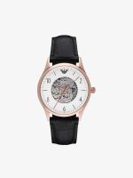 Emporio Armani นาฬิกาข้อมือผู้ชาย Dress White Skeleton Dial Black รุ่น AR1924