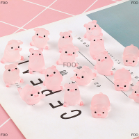 FOO 6pcs Kawaii มินิเรซิ่นการ์ตูนหมู miniatures Terrarium figurines DIY handmade