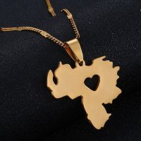 Stainless Steel Venezuela Map Pendant Necklace Venezuelan Map Heart Jewelry 【hot】qqsep3