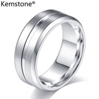 Kemstone เครื่องประดับแหวนเคลือบชุบเงินสีดำ8สเตนเลสสตีลแบบเรียบง่ายสำหรับผู้ชาย