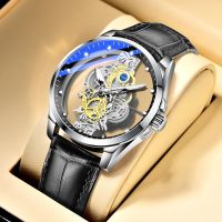 【July hot】 Double-sided hollow automatic mechanical watch mens Korean version simple waterproof luminous wisp new handsome style
