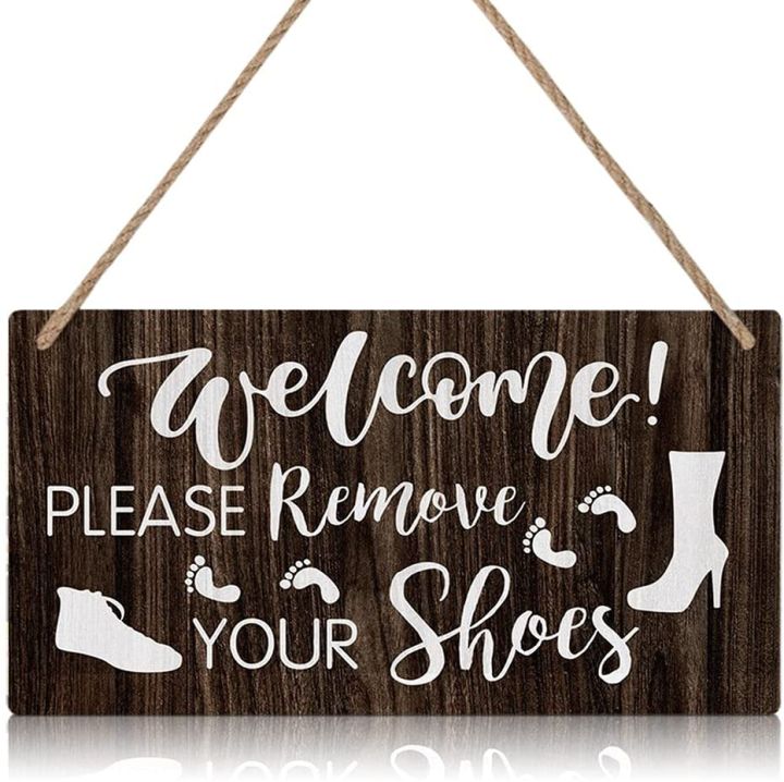 Welcome Please Remove Your Shoes Wood Sign Plaque x Vintage Shoes Off ...