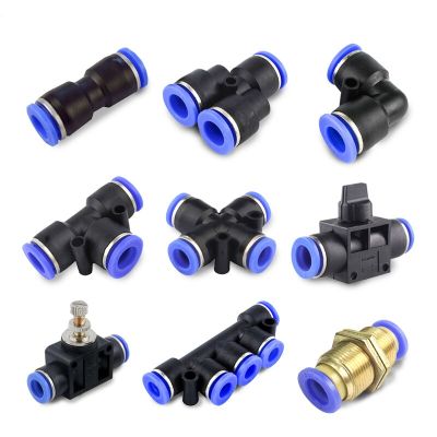 Pneumatic Fitting Pipe Connector Tube Air Quick Water Push In Hose Couping 4mm 6mm 8mm 10mm 12mm 14mm 16mm PU PY PV PE HVFF LSA Pipe Fittings Accessor