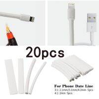 20pcs Heat Shrink Tubing Sleeve White 3/4:1 Wrap Wire For iPhone For iPad For Android For Samsung Data Line Heat shrink Tubes Cable Management