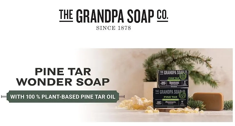 Pine Tar Bar Soap by The Grandpa Soap Company | The Original Wonder Soap |  3-in-1 Cleanser, Deodorizer & Moisturizer | 4.25 Oz.