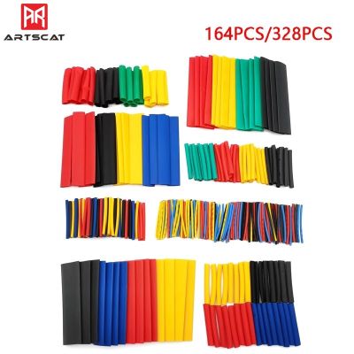 164pcs 328pcs 8 Size Sleeving Wrap Wire Car Electrical Cable Tube Kits  Termoretractil Shrinking Tubing Assorted Pack Wire Cable Cable Management
