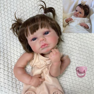 【YF】 20Inch Already Painted Reborn Doll Kit LouLou Awake Hand-rooted Hair Unassembled Parts With Cloth Body Toy Figure lol