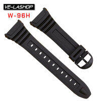 Velashop สายยาง CASIO สายนาฬิกาเรซิ่นสีดำคุณภาพดี หัวพลาสติก สำหรับใส่นาฬิกาข้อมือคาสิโอ CASIO รุ่น W-96H