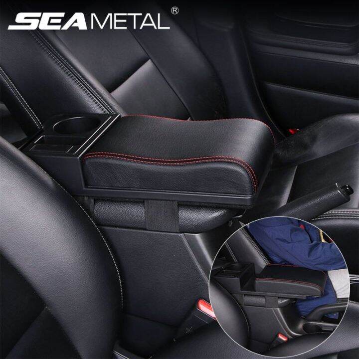 seametal-ที่เท้าแขนในรถ-หนังหุ้มเบาะรถ-ที่พักแขนในรถ-ที่พักแขนไม่ต้องเจาะ-โค้ง-ที่วางแขนสากลเบ-2usb-ที่วางแก้วในรถ-ที่พักแขนอเนกประสงค์