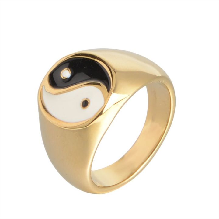 แหวนเหล็กซุบซิบจีนเดี่ยวสวยดีไซน์เรียบง่ายสำหรับผู้ชายชุบเงิน-คนรักทองเครื่องประดับสแตนเลสของขวัญงานปาร์ตี้
