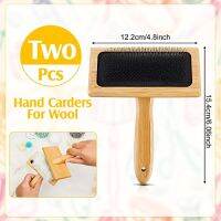 2ชิ้นผ้าขนสัตว์มือ Carders สำหรับผ้าขนสัตว์สักหลาดไม้ขนแกะ Dushing แปรงเครื่องมือผ้าขนสัตว์สักหลาดสำหรับโครงการรู้สึกแปรง