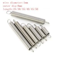 2-5pcs 1.0x8xL 1.0mm stainless steel Tension spring with a hook extension outer dia 8mm spring length 20mm to 150mm