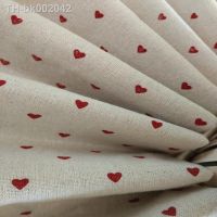 ✔☄ Cotton Linen Home Tablecloth Fabric Pastoral Burlap Printing DIY Handmade Sofa Supplies Heart Pattern 45X150cm TJ4200