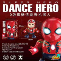 ของเล่นตุ๊กตาหุ่นยนต์เต้นได้ใสถ่านฮีโร่เต้น Dance hero spiderman มีเสียงมีไฟ