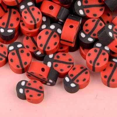 30/60pcs Ladybug Polymer Clay Beads Spacer Beads for Jewelry Making Handmade Charm DIY Bracelet Necklace Accessories 10mm DIY accessories and others
