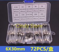 72PCS 6X30mm Car Boat Quick Glass Tube Fuse Assorted Kit Fast blow Glass Fuses 0.2A 0.5A 1A 2A 3A 5A 8A 10A 15A 20A