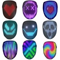 2023 New Halloween LED Mask Gesture Luminous Mask Face Change Sensing Party Performance Atmosphere Prop