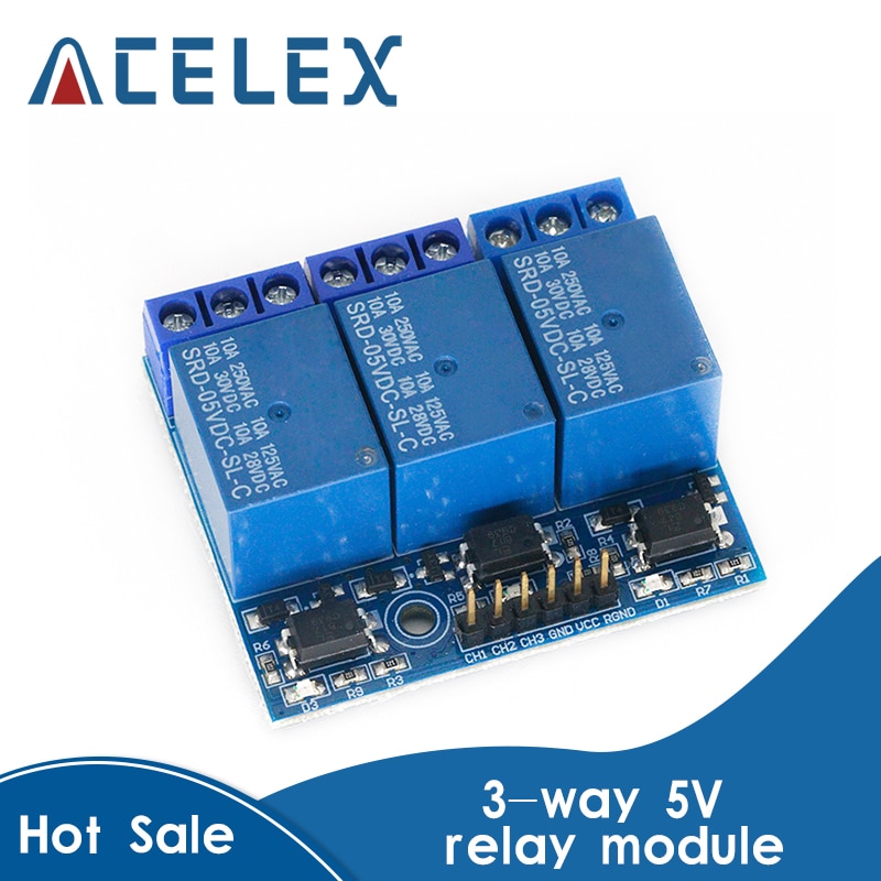 3-Channel Relay Module With Optocoupler Isolation Compatible 3.3V 5V Signal S 